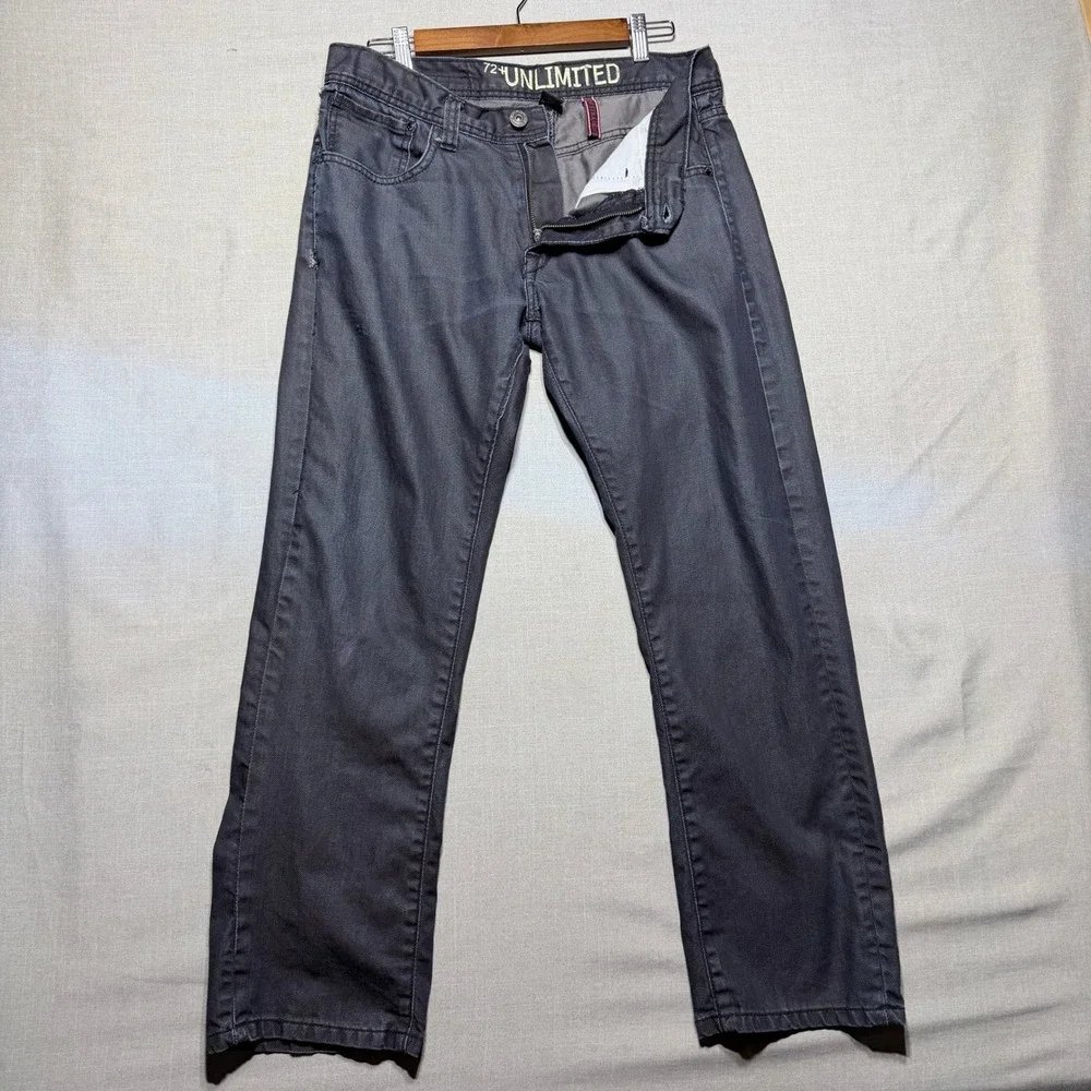 Ecko Unltd Pants Mens 32x30 Gray Slim Straight Y2K Streetwear Casual